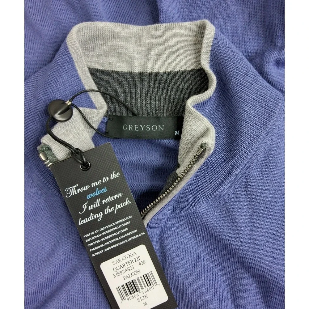 Greyson Saratoga 1/4 zip mens sweater size M purple blue new w/tags long sleeve
